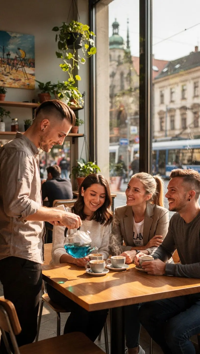 Záber na lúčne kvety v odtieňoch modrej a žltej, ktoré sú súčasťou čajovej zmesi.